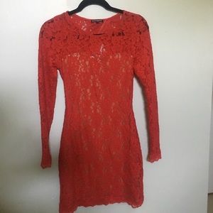 Red open back dress